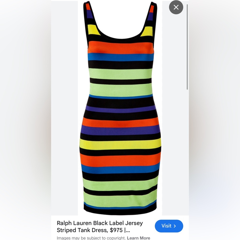 RARE Ralph Lauren Black Label $975 Multi Colored Striped Sheath Bodycon Dress